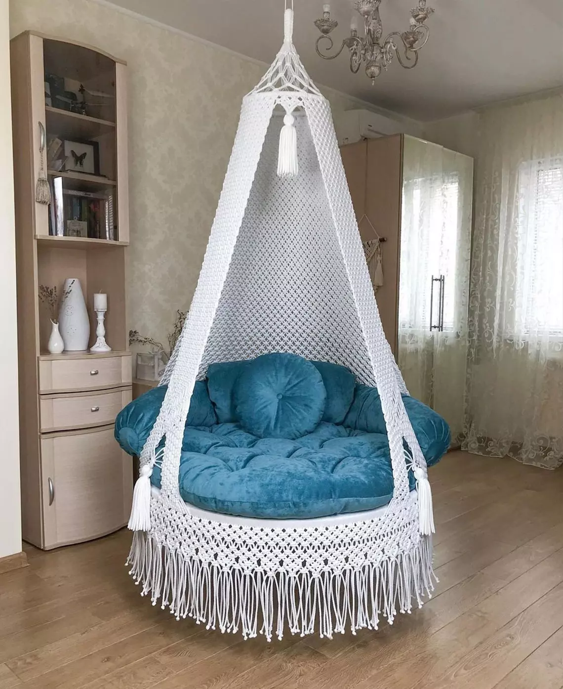 white acrame swing India